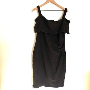NEW Marina Off the Shoulder Shift Dress Black 14